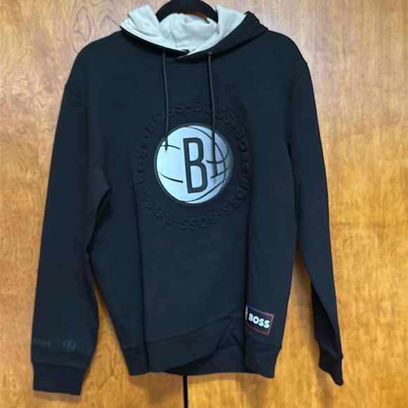 Hugo Boss Other - Brooklyn Nets NBA x Hugo Boss Black Bounce Logo Tri-Blend Pullover Hoodie - Size